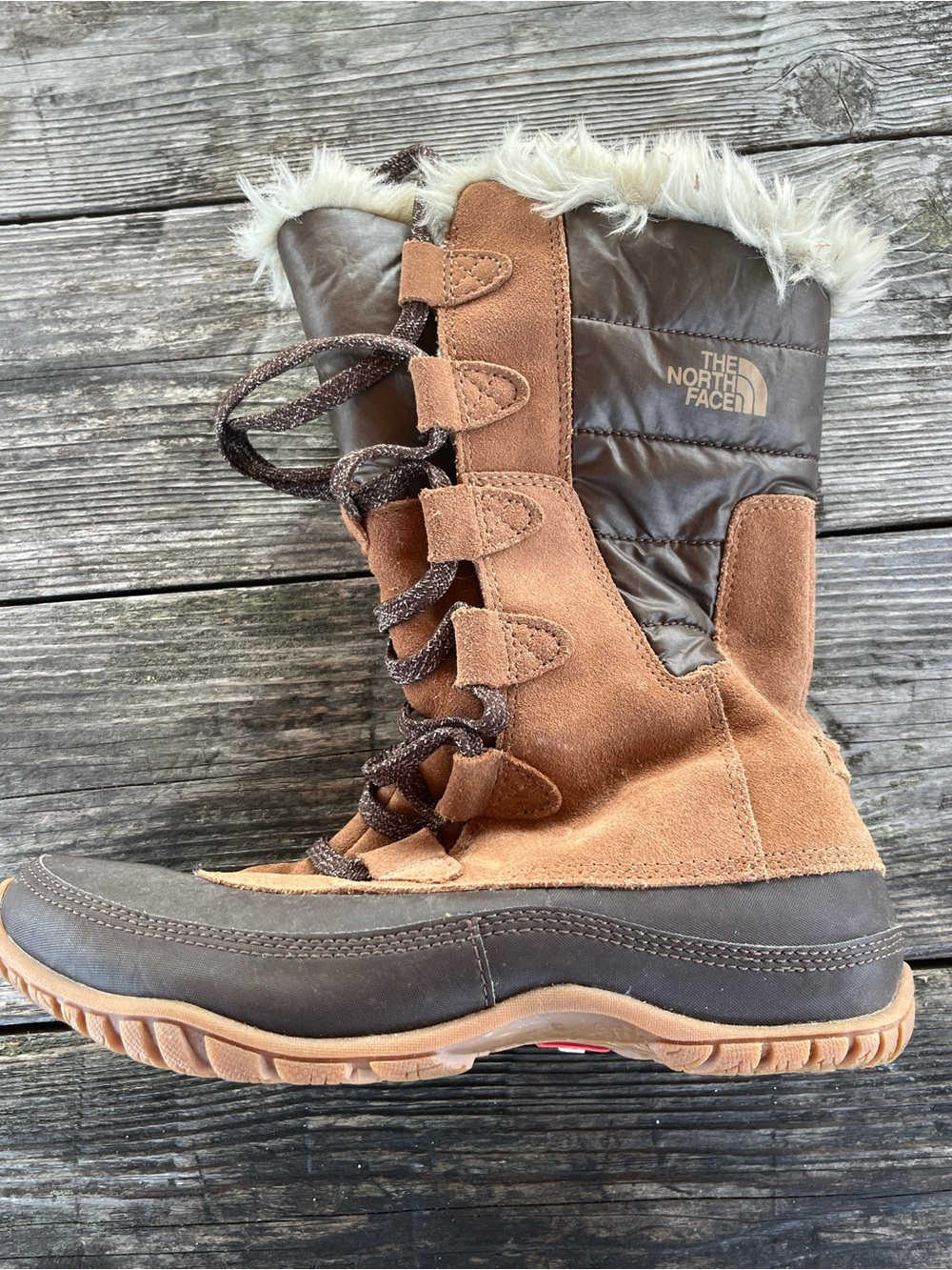 The North Face Women’s Brown Insulated Winter Boots - Faux Fur Trim Sz 6.5